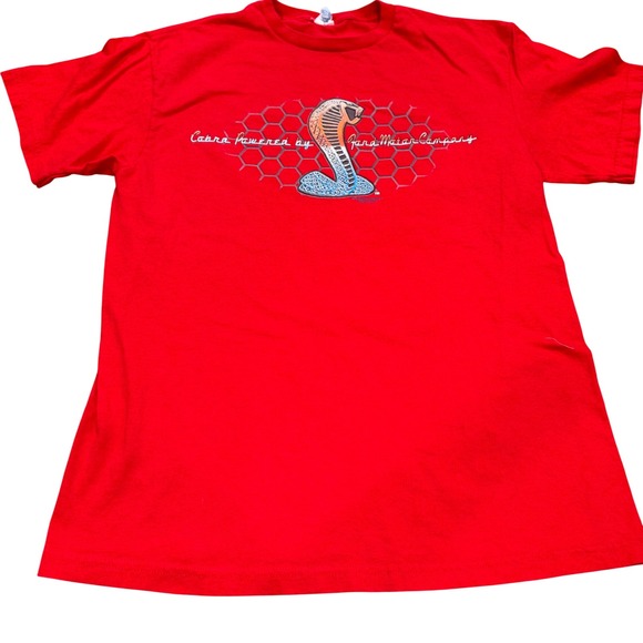 T-Shirt Mens L Red Cobra Powered by Ford Motor Company Graphic Tee Ford